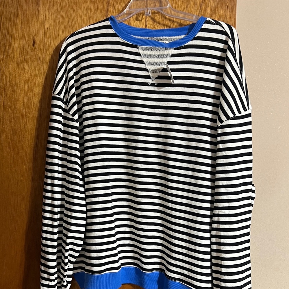 NWT!  Free People Oversized Striped Sweatshirt